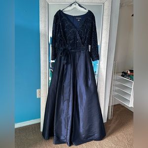 Jessica Howard, navy blue, full gown never worn.